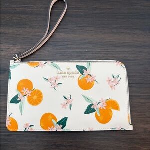 Kate Spade Orange Floral Print Wristlet